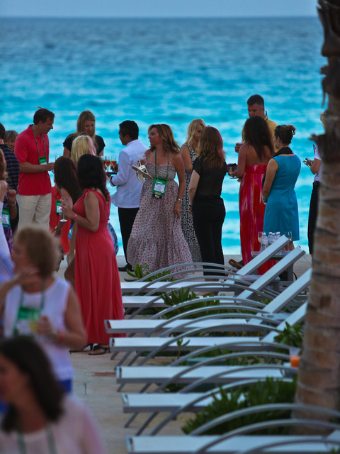 Caribbean Blue and Ladies in Red